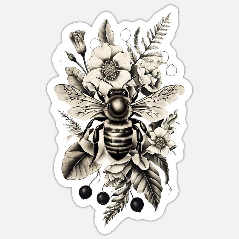 Abeille Apiculture Insecte Cadeau - Sticker taille S (10 x 10 cm) - blanc mat