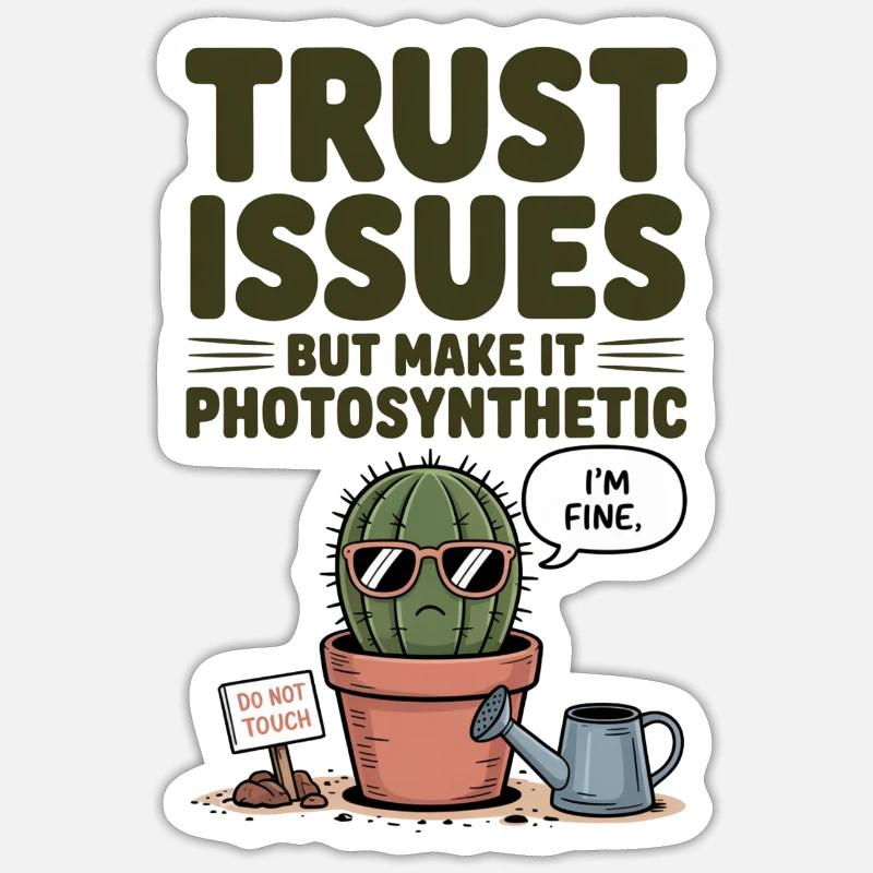 Cactus - Problèmes de confiance Sticker taille S (10 x 10 cm)