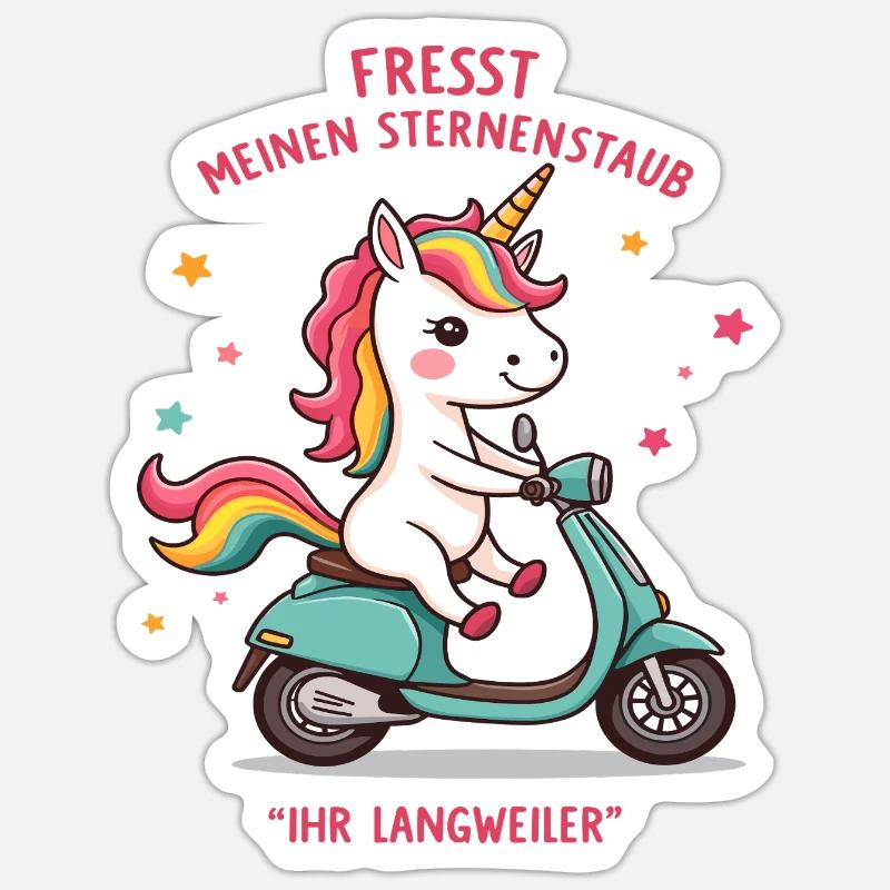 Roller-Einhorn Sticker Größe S (10 x 10 cm)