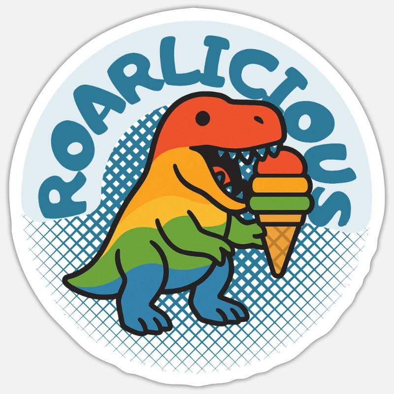 ROARlicious Dino Pride Regenbogen Sticker Größe S (10 x 10 cm)
