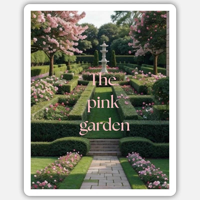 Der rosa Garten - Sticker Größe S (10 x 10 cm) - Mattweiß