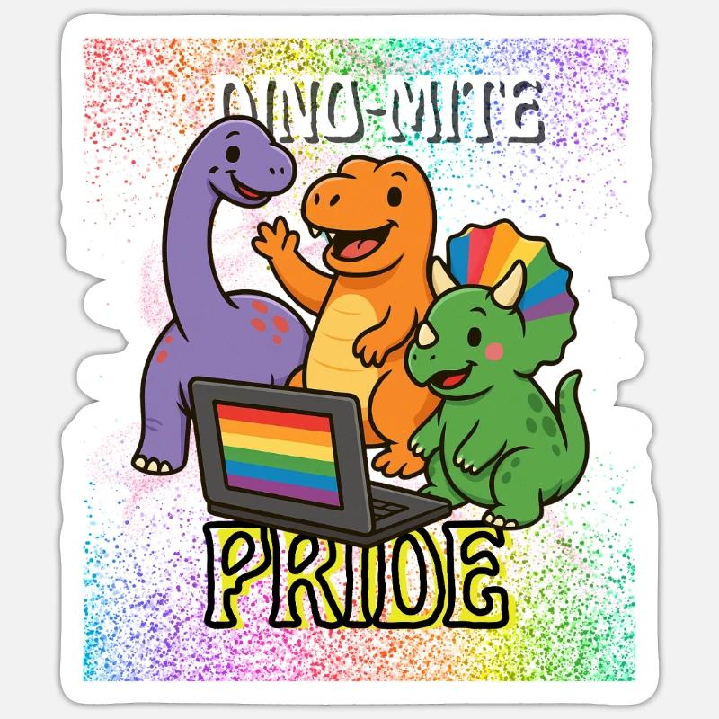 DINO MITE - CSD - Regenbogen - Pride Sticker Größe S (10 x 10 cm)