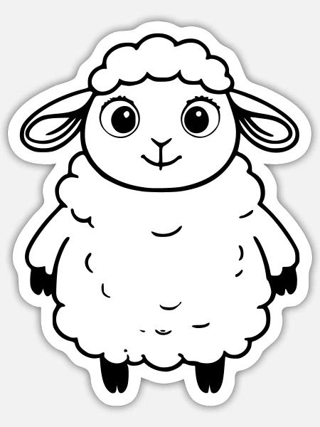 Flauschiges Schaf als Vektorgrafik - Sticker Größe S (10 x 10 cm) - Mattweiß