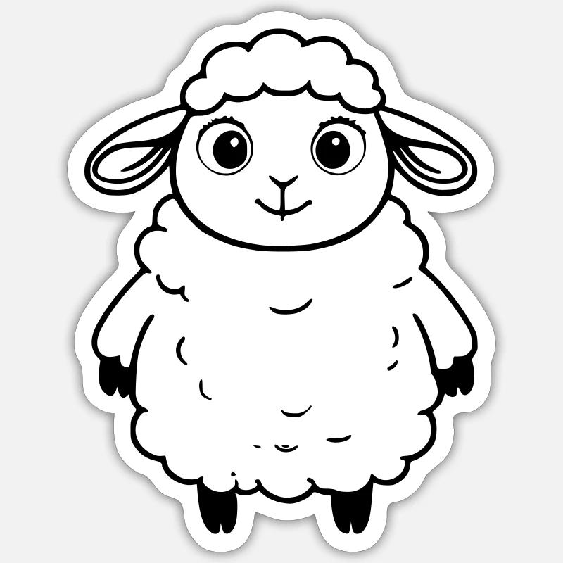Fluffy Sheep as Vector Graphics - Sticker size S (10 x 10 cm) - white matte