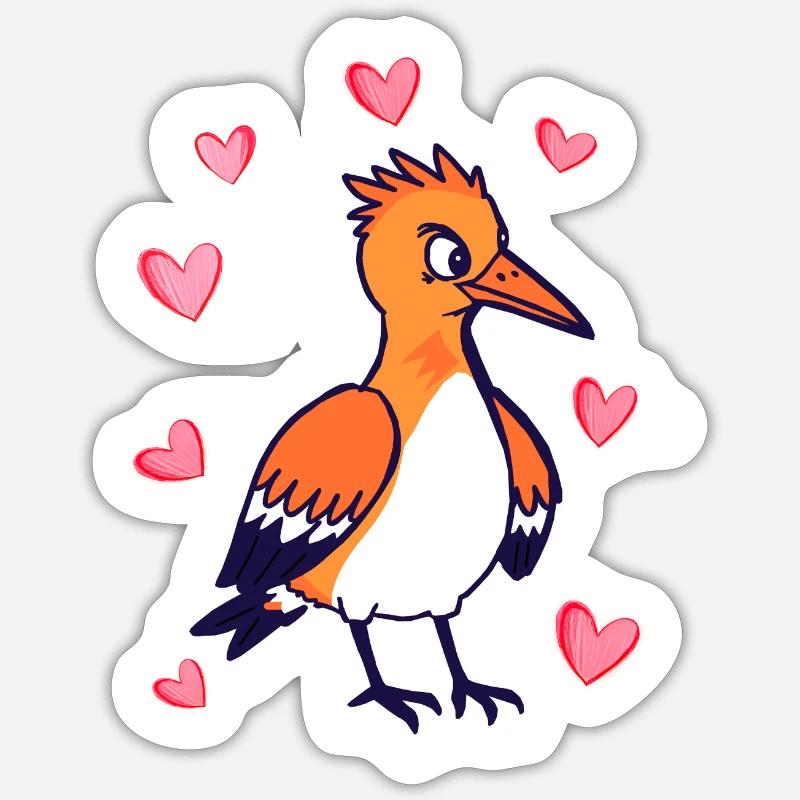 Karikatur Vogel - Sticker Größe S (10 x 10 cm) - Mattweiß