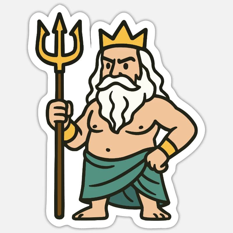 Poséidon Bande dessinée Sticker taille S (10 x 10 cm)