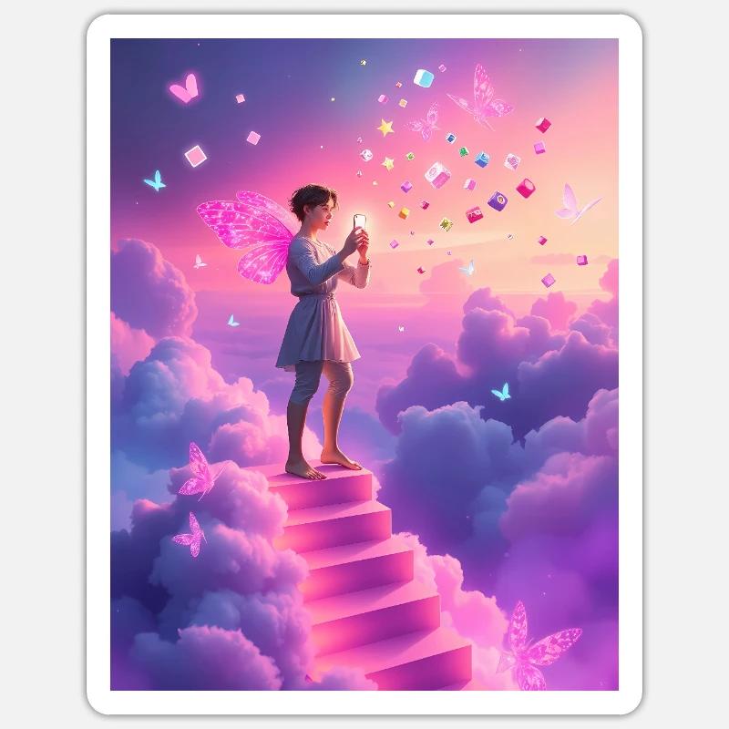 A Light in the Digital Void – Soul Over Screen - Sticker taille S (10 x 10 cm) - blanc mat