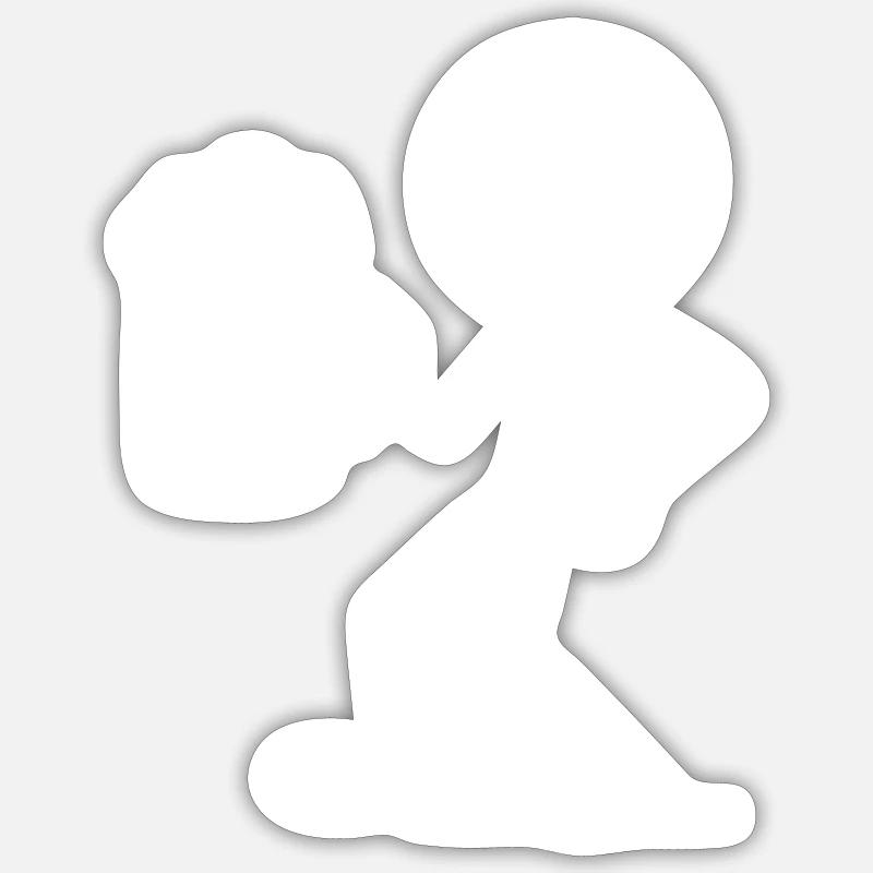 Strichmännchen Bier - Sticker Größe S (10 x 10 cm) - Mattweiß