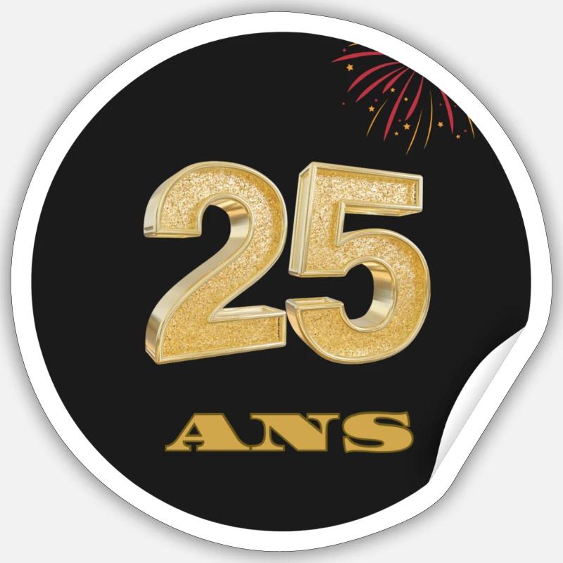 25 ans d’éclat – Un sticker - Sticker taille S (10 x 10 cm) - blanc mat