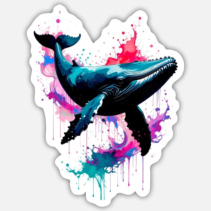 Wal, illustration,bunt,graffiti,bunt,splash - Sticker Größe S (10 x 10 cm) - Mattweiß