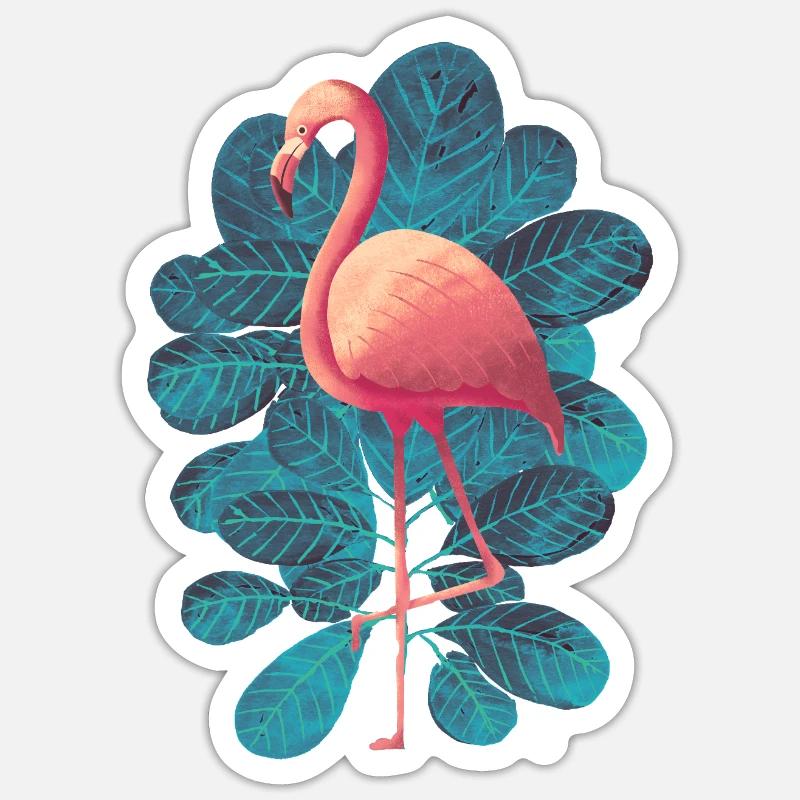 Flamant - Sticker taille S (10 x 10 cm) - blanc mat