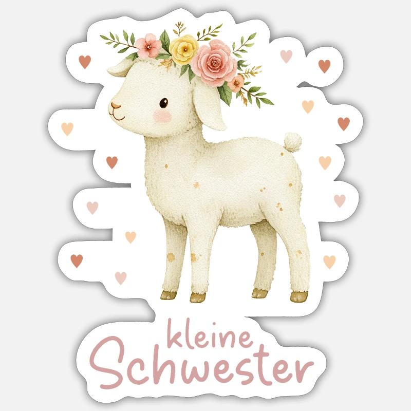 kleine Schwester Laemmchen - Sticker Größe S (10 x 10 cm) - Mattweiß