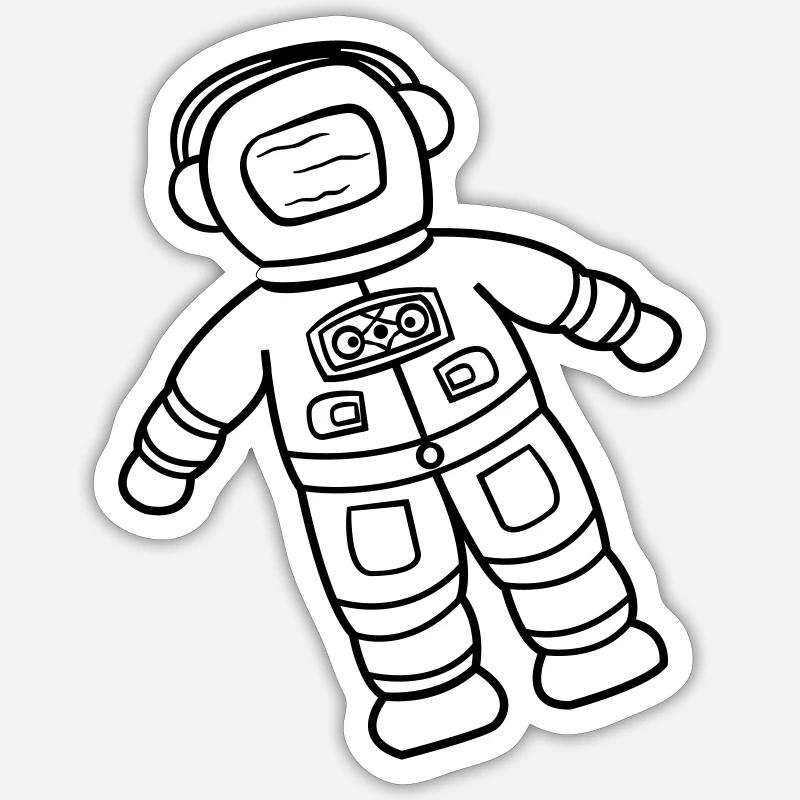 astronaute astronaute spaceman doodle explorateur de l’espace dessiné Sticker taille S (10 x 10 cm)