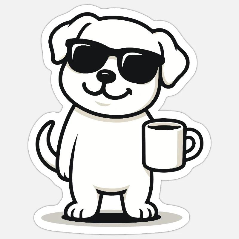 Chiot de café - Sticker taille S (10 x 10 cm) - blanc mat