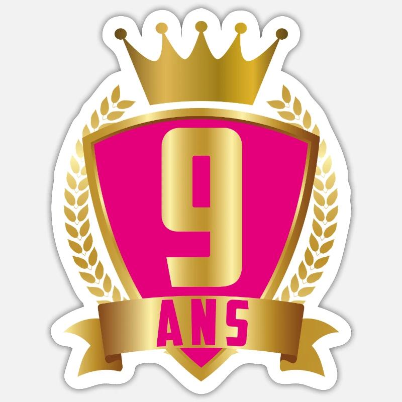 9ANS ROSE - Sticker taille S (10 x 10 cm) - blanc mat