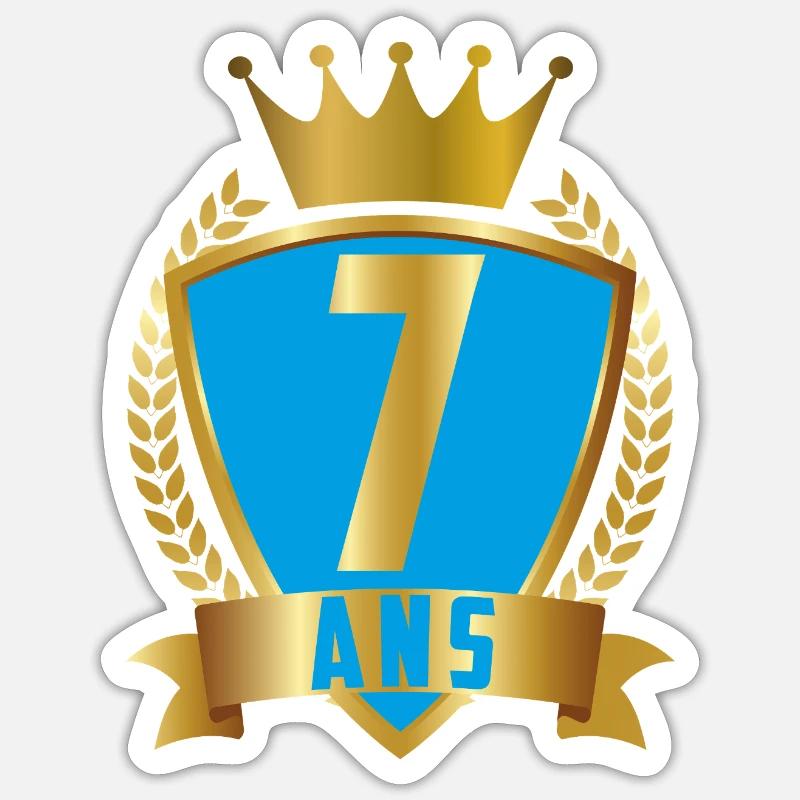 7ANS BLEU - Sticker taille S (10 x 10 cm) - blanc mat