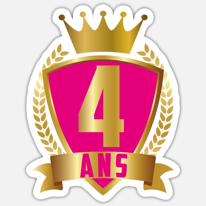 4ANS ROSE - Sticker taille S (10 x 10 cm) - blanc mat