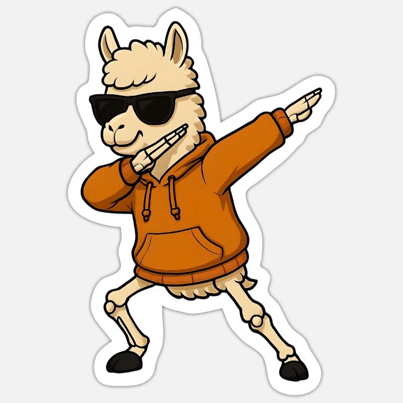 Halloween dabbing llama gift - Sticker size S (10 x 10 cm) - white matte