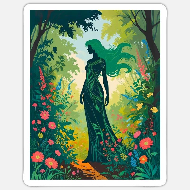 Mère Nature dans la forêt enchantée - Sticker taille S (10 x 10 cm) - blanc mat