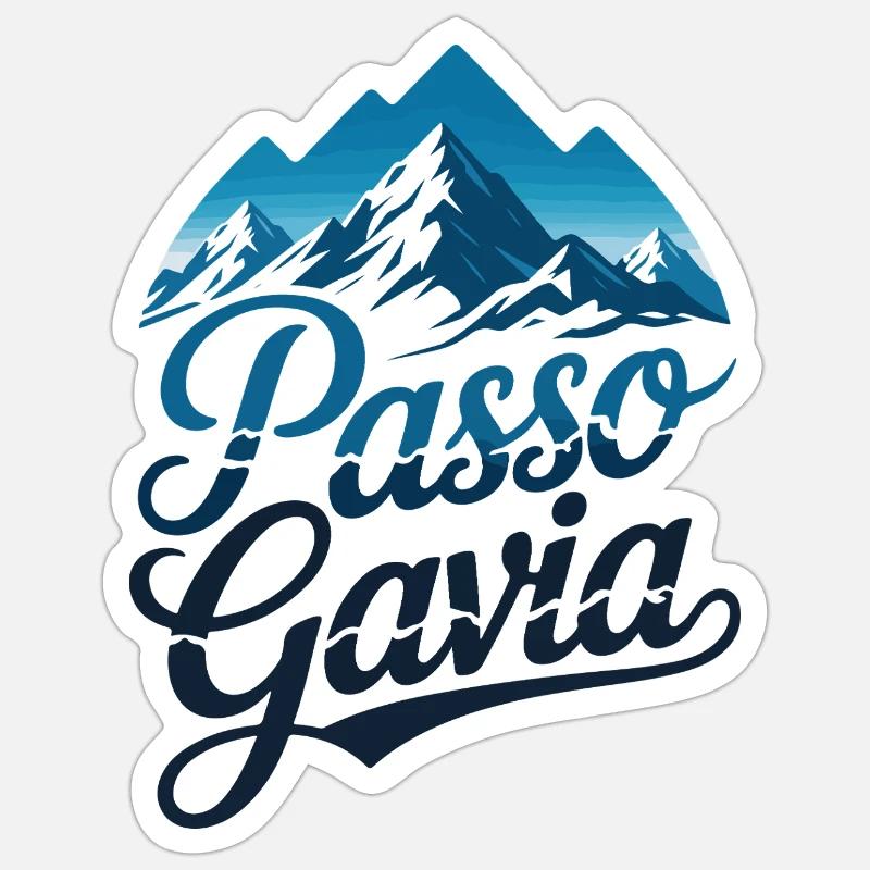 Passo Gavia Script Snow Peak Art - Sticker formato S (10 x 10 cm) - bianco opaco