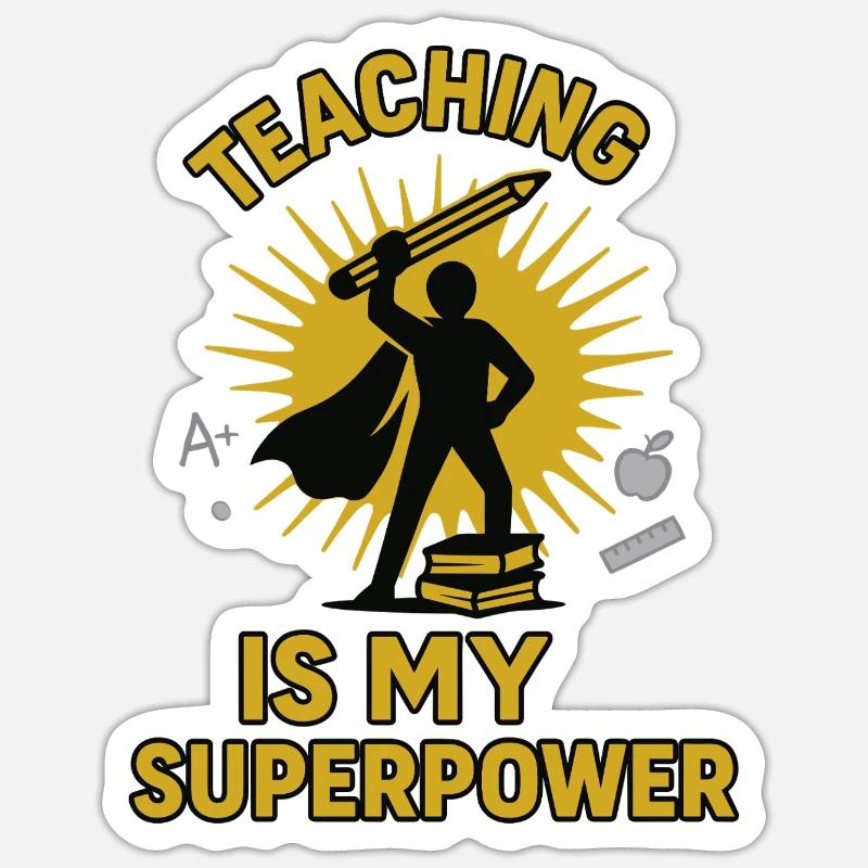 Lehrkraft Superheld Design - Sticker Größe S (10 x 10 cm) - Mattweiß