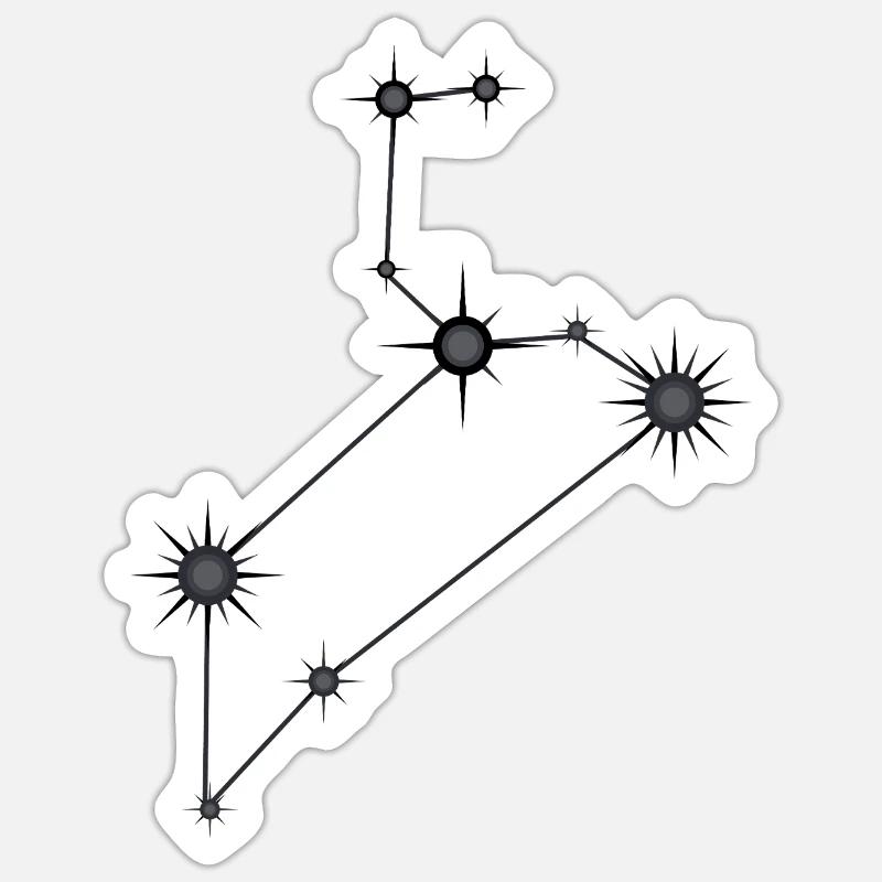 Löwe Sternbild Sternzeichen Schwarz & Grau - Sticker Größe S (10 x 10 cm) - Mattweiß