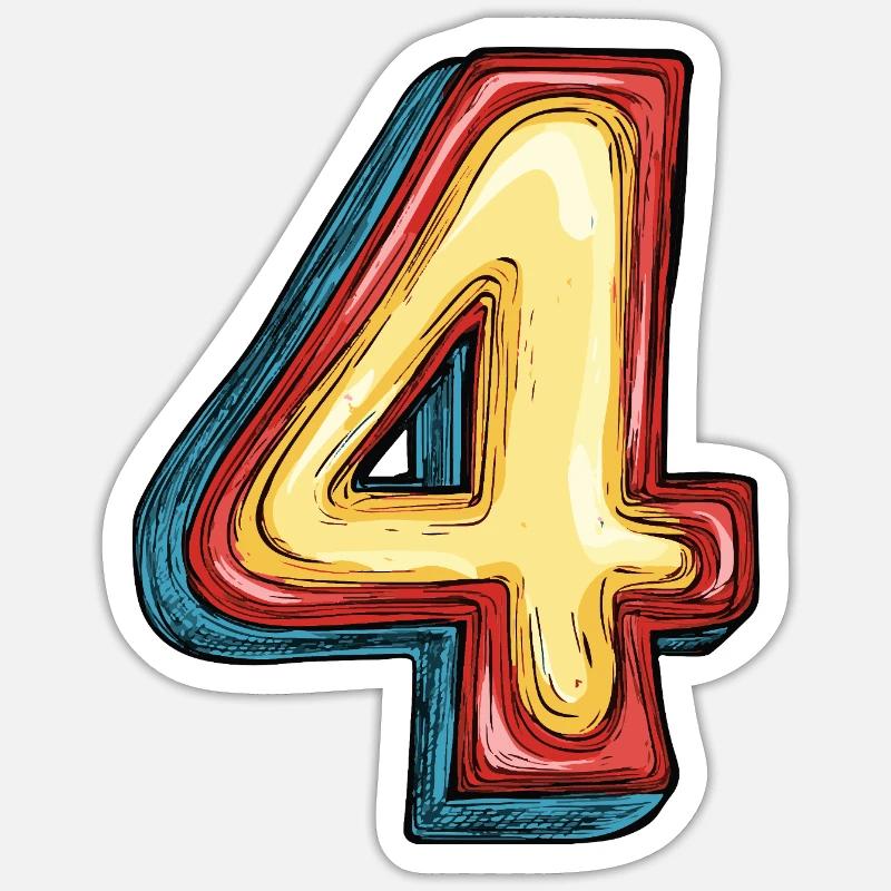 4 Number Comic - Sticker size S (10 x 10 cm) - white matte