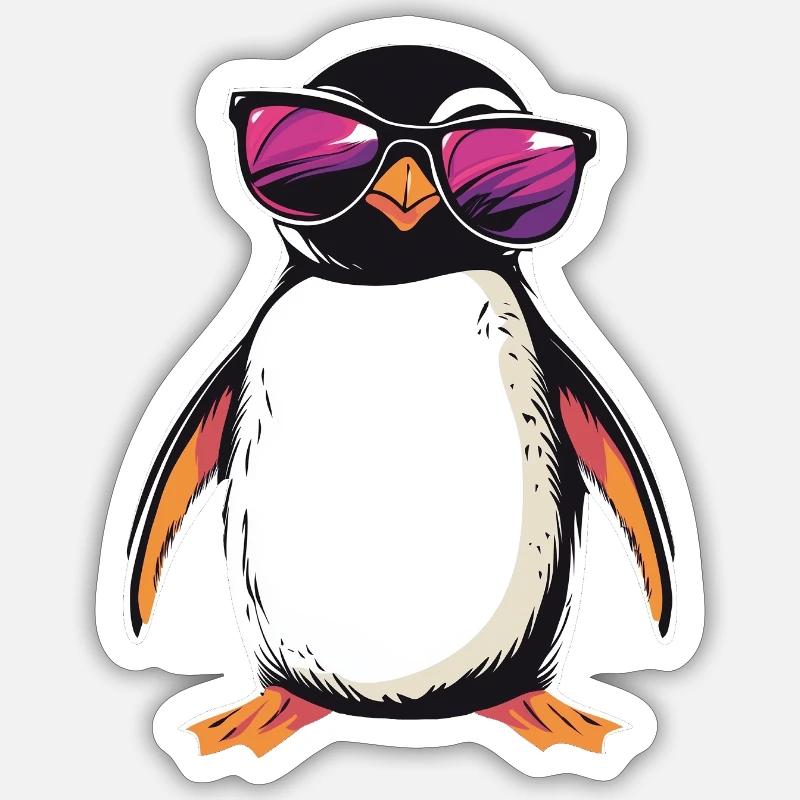 Pingvin - Sticker størrelse S (10 x 10 cm) - mat hvid