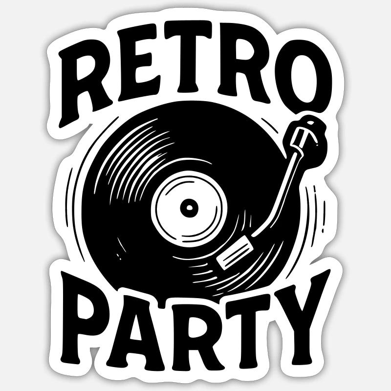 Retro Party Platinum Sticker size S (10 x 10 cm)