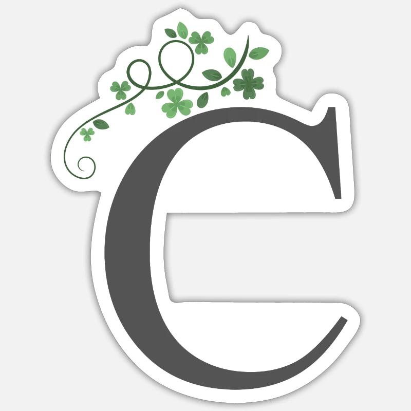 C avec trèfles - Sticker taille S (10 x 10 cm) - blanc mat