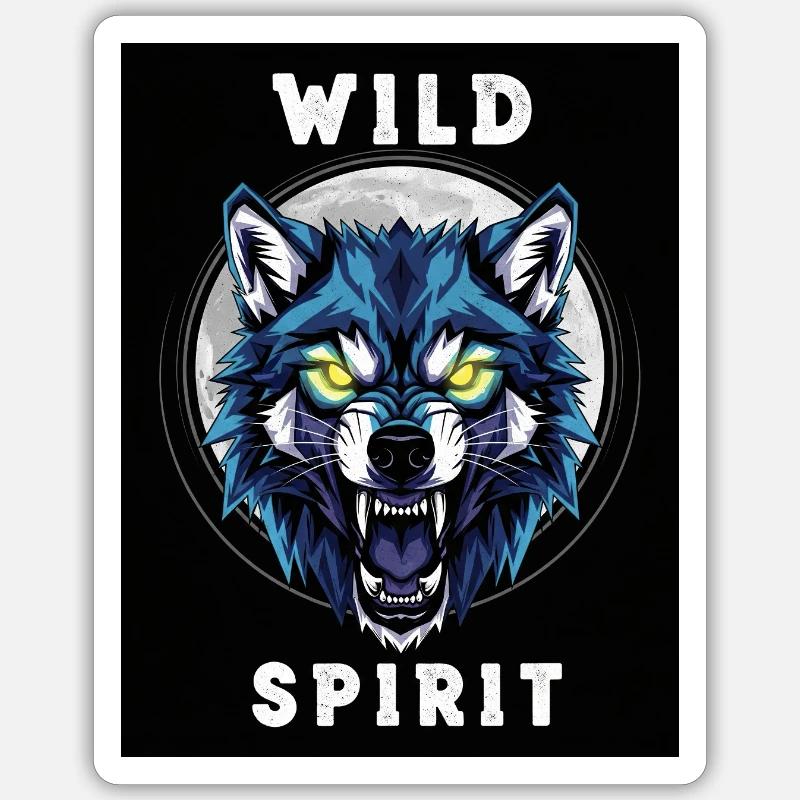 Wild Wolf Ghost Dinosaur Design - Sticker taille S (10 x 10 cm) - blanc mat