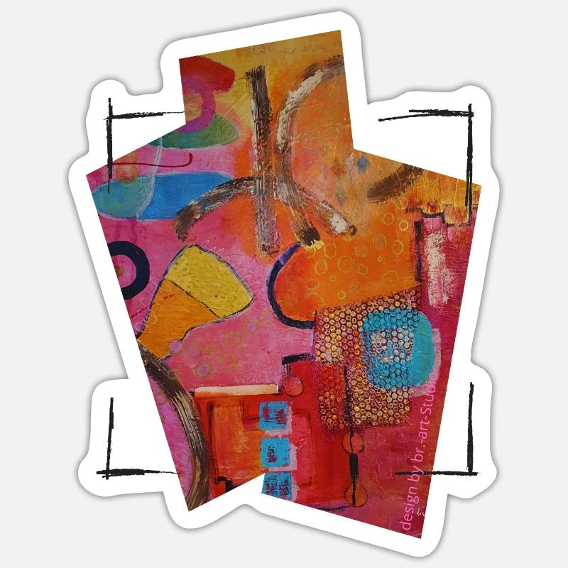 Art abstrait coloré pour la mode créative - Sticker taille S (10 x 10 cm) - blanc mat