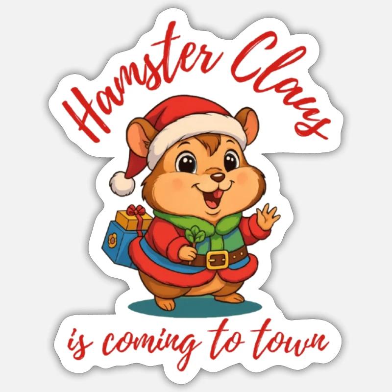 Hamster Noël - Sticker taille S (10 x 10 cm) - blanc mat