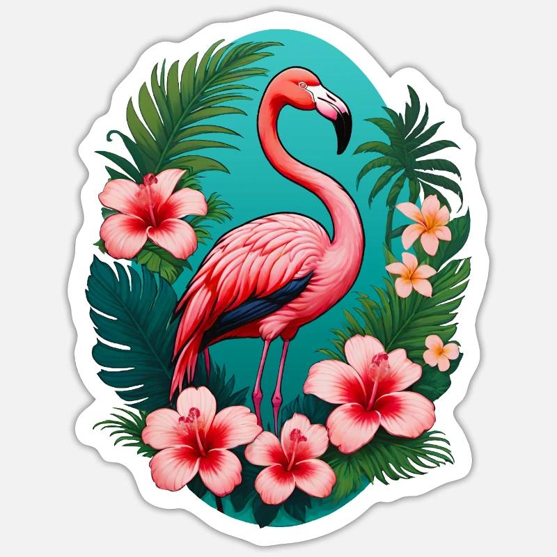 Flamant - Sticker taille S (10 x 10 cm) - blanc mat