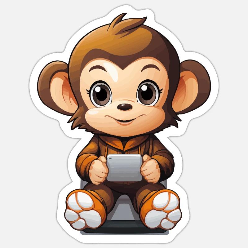 Monkey Charging Dock - Sticker size S (10 x 10 cm) - white matte