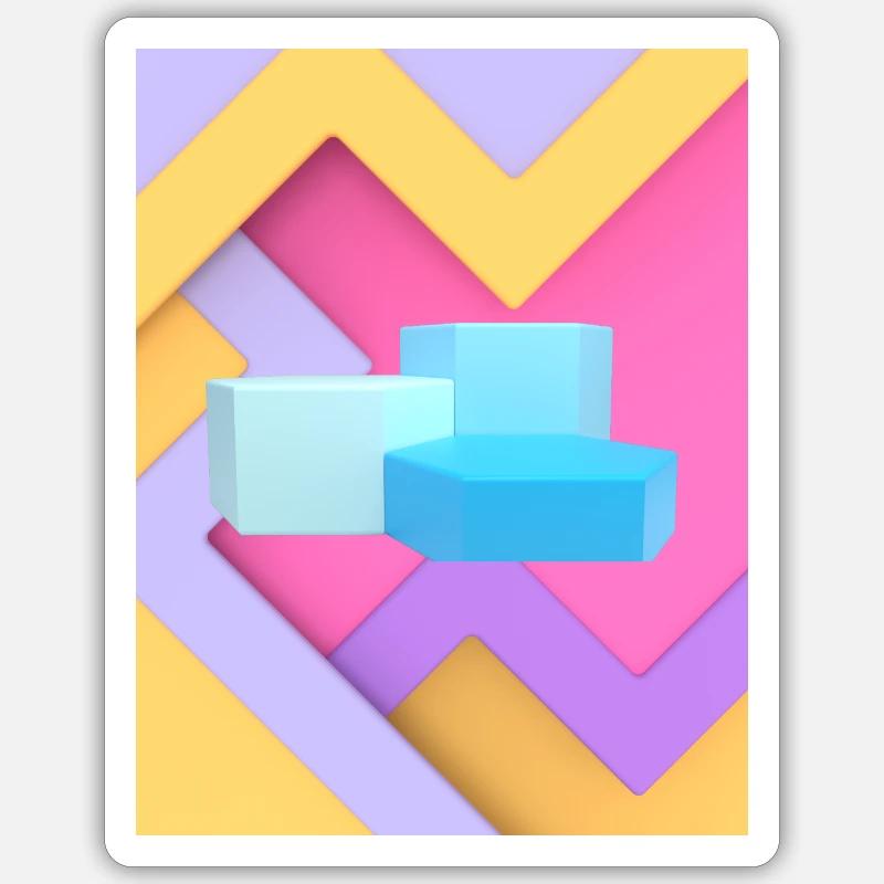 Conception de pod géométrique pastel - Sticker taille S (10 x 10 cm) - blanc mat