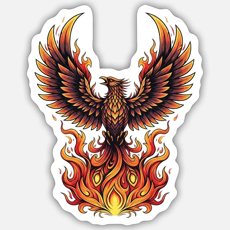 Feuervogel - Sticker Größe S (10 x 10 cm) - Mattweiß