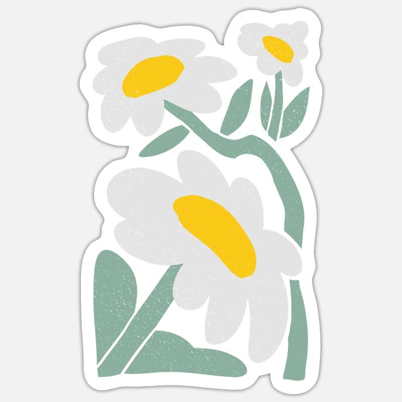 Verspielte Gänseblümchen Illustration - Sticker Größe S (10 x 10 cm) - Mattweiß