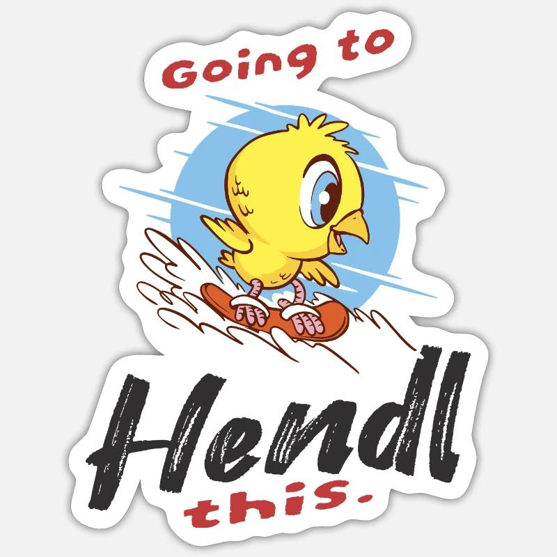 Abenteuerlicher Vogel auf Surfbrettern - Sticker Größe S (10 x 10 cm) - Mattweiß