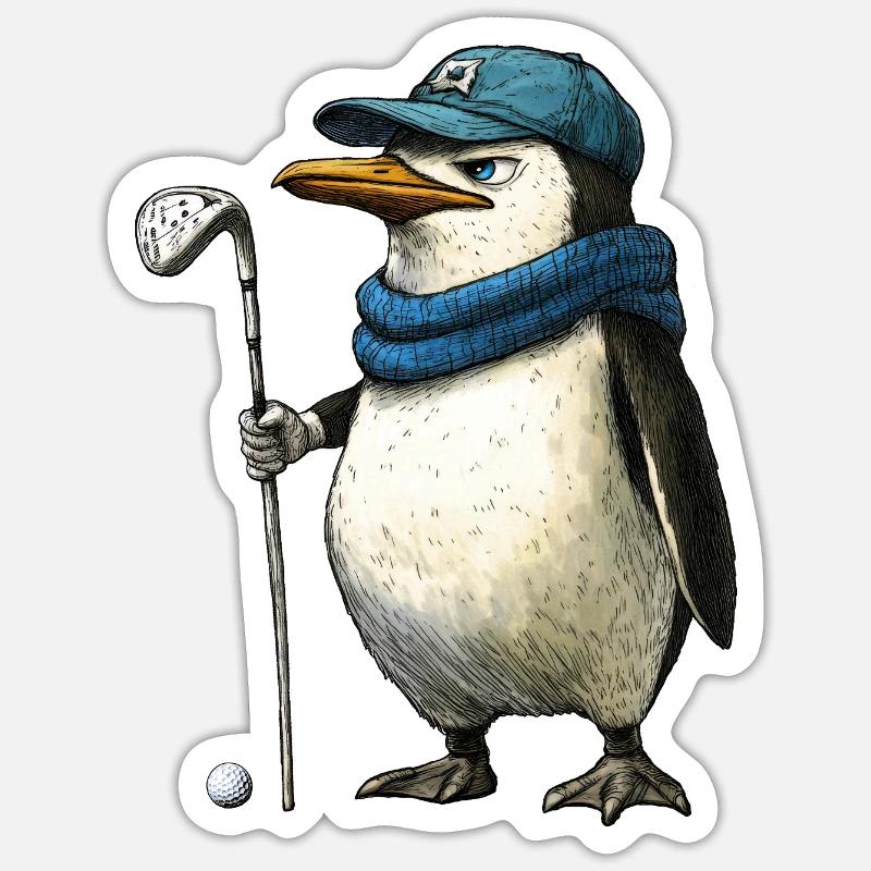 Penguin Golf - Sticker size S (10 x 10 cm) - white matte