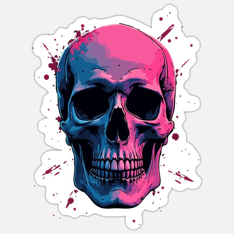 Neon Skull - Sticker size S (10 x 10 cm) - white matte