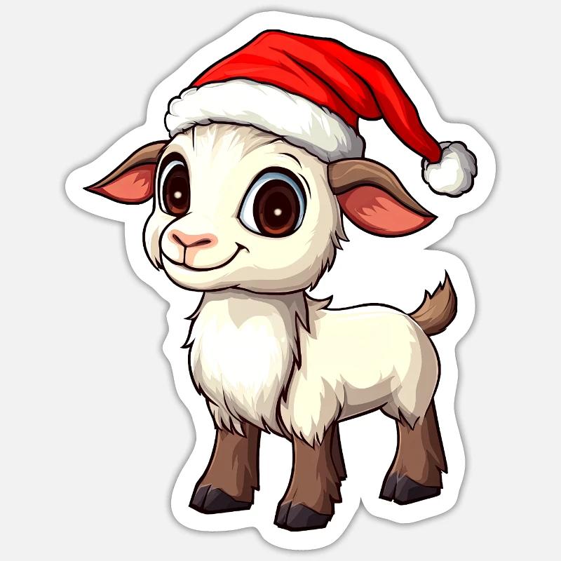 Chèvre de Noël - Sticker taille S (10 x 10 cm) - blanc mat