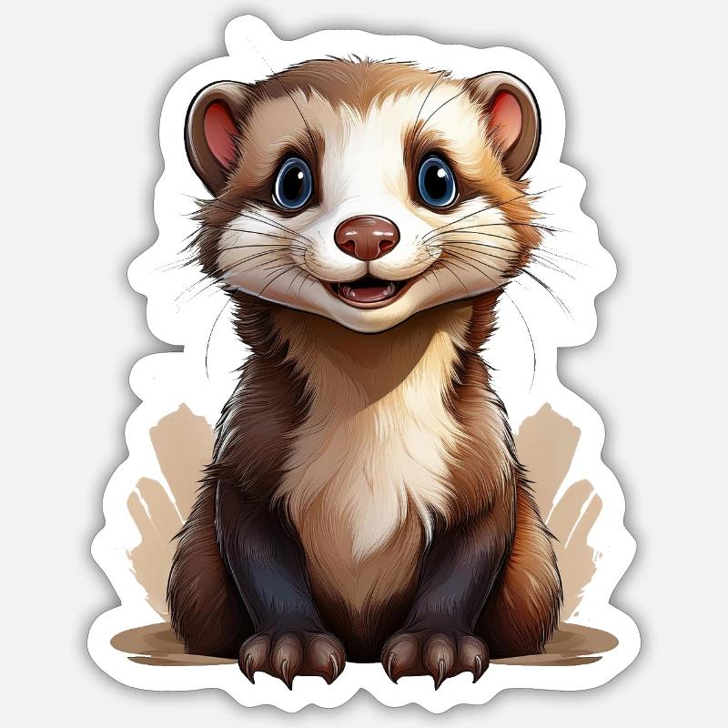 Furet mignon - Sticker taille S (10 x 10 cm) - blanc mat