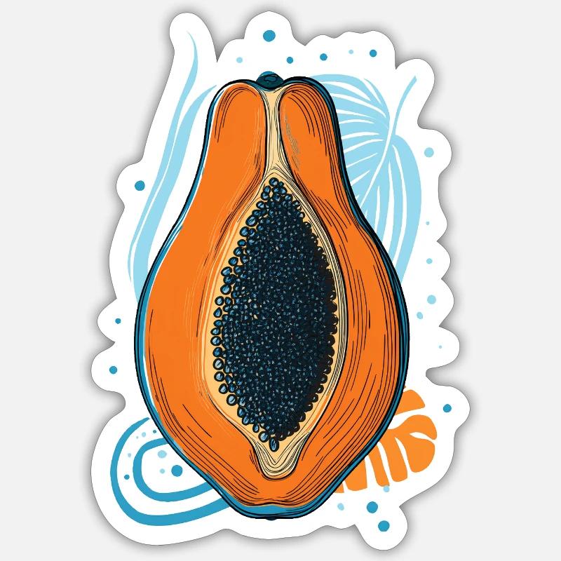 papaye - Sticker taille S (10 x 10 cm) - blanc mat