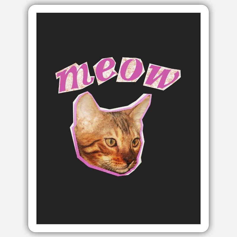 Imprimé chat drôle - Sticker taille S (10 x 10 cm) - blanc mat