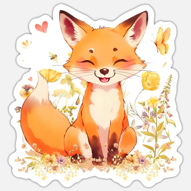 Playful Fox - Sticker size S (10 x 10 cm) - white matte