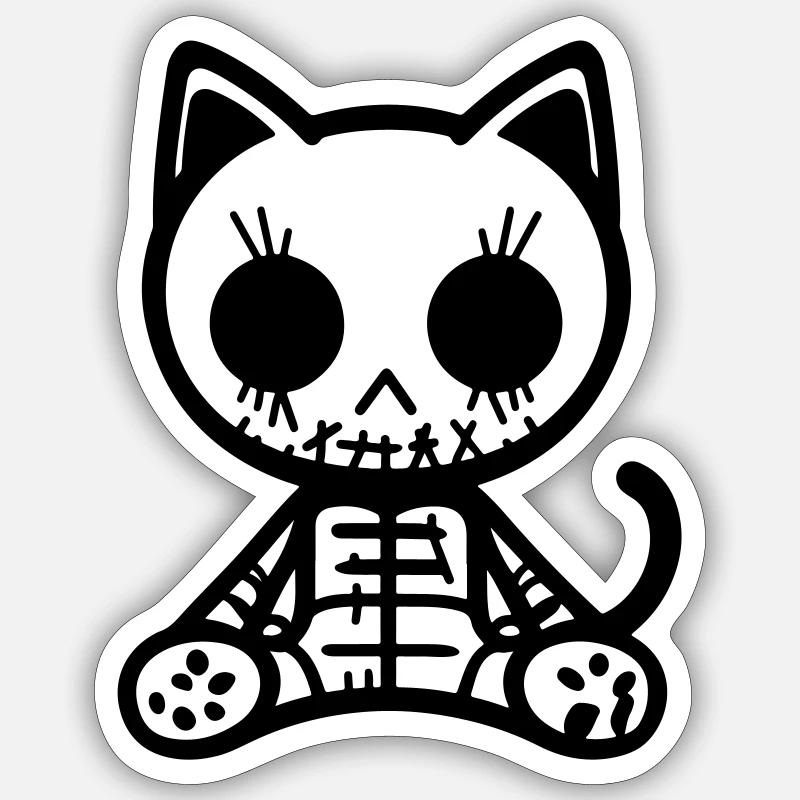 Chat Zombie - Sticker taille S (10 x 10 cm) - blanc mat