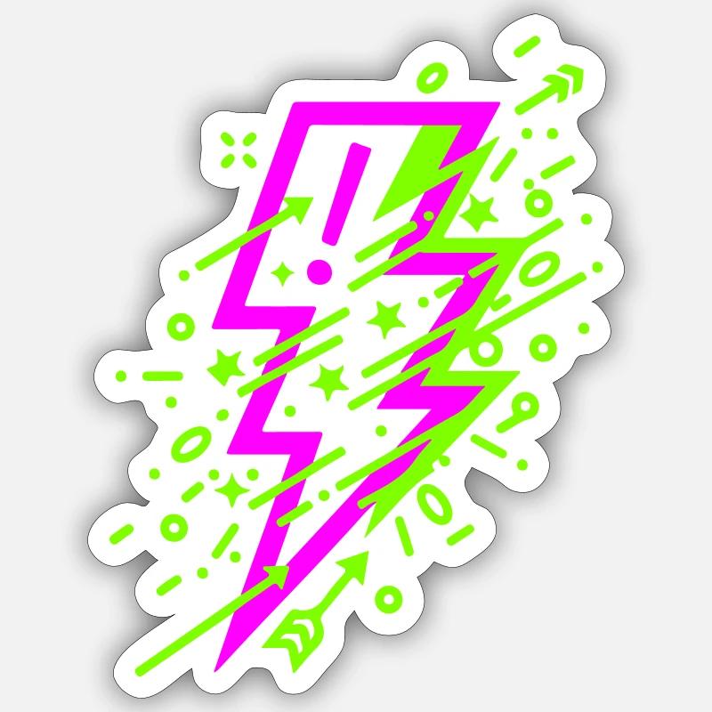 Lebendige kosmische Blitze in Neon - Sticker Größe S (10 x 10 cm) - Mattweiß