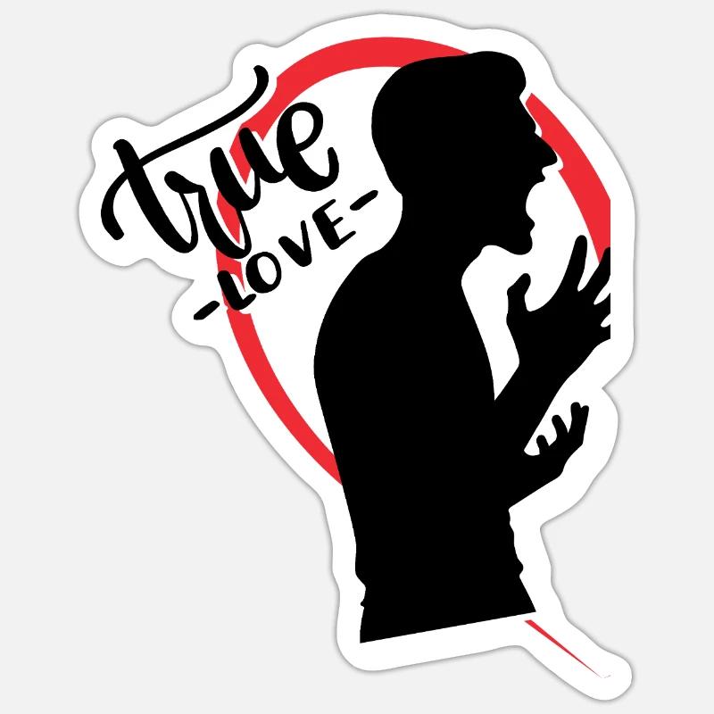 Screaming guy half heart - Sticker size S (10 x 10 cm) - white matte