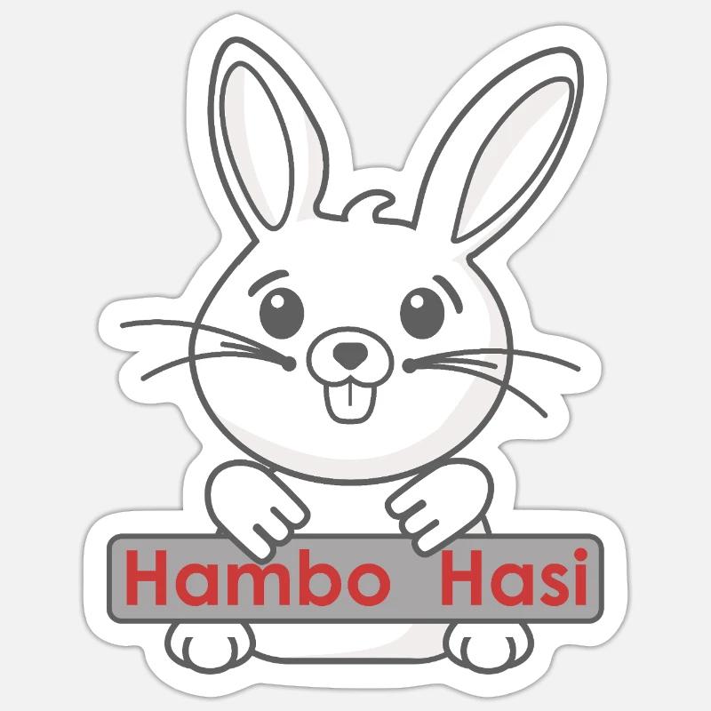 Smiling bunny with logo - Sticker size S (10 x 10 cm) - white matte